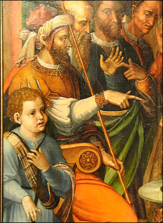 L'Empereur Dioclétien et un enfant symbole de la virginité du Saint